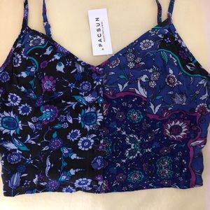 Blue and Purple Pattern Crop Top